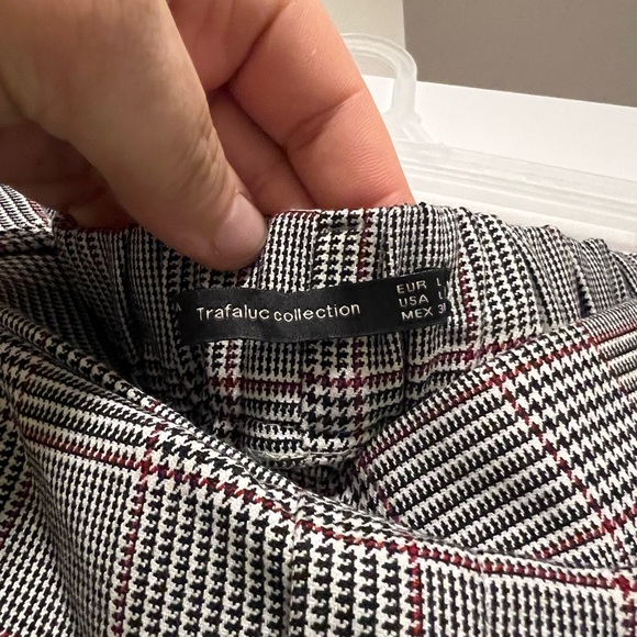 Zara Glen Plaid Trousers with Burgundy Side Stripe - Picture 4 of 7